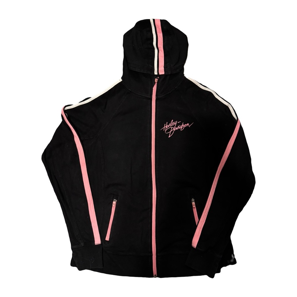 Harley-Davidson Women's Black Jacket with Pink Stripes